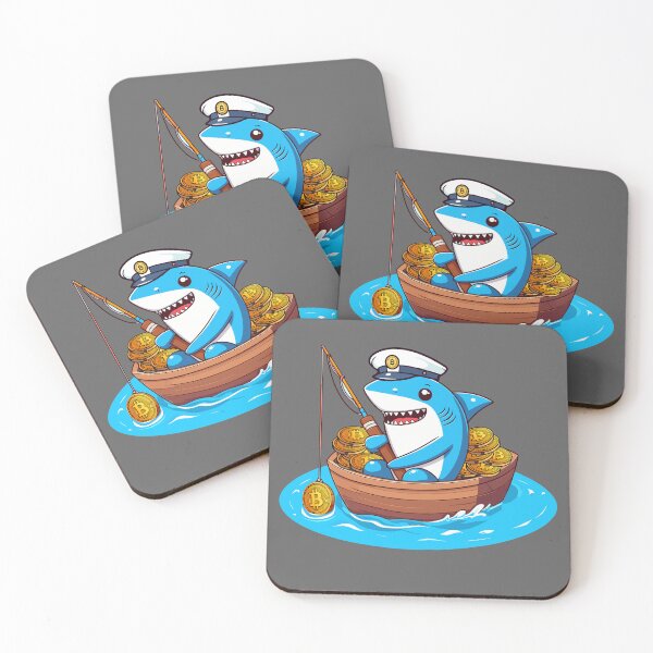 Item preview, a cute shark fishing for bitcoins designed and sold by CryptoFunMerch.