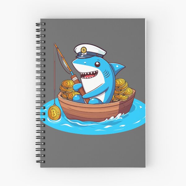 Item preview, a cute shark fishing for bitcoins designed and sold by CryptoFunMerch.