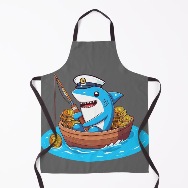 Item preview, a cute shark fishing for bitcoins designed and sold by CryptoFunMerch.
