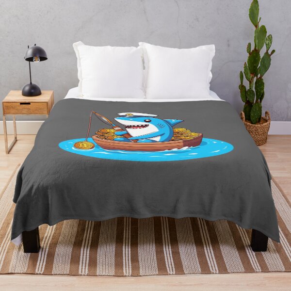 Item preview, a cute shark fishing for bitcoins designed and sold by CryptoFunMerch.