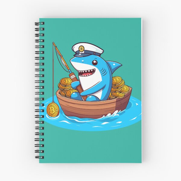 Item preview, a cute shark fishing for bitcoins designed and sold by CryptoFunMerch.