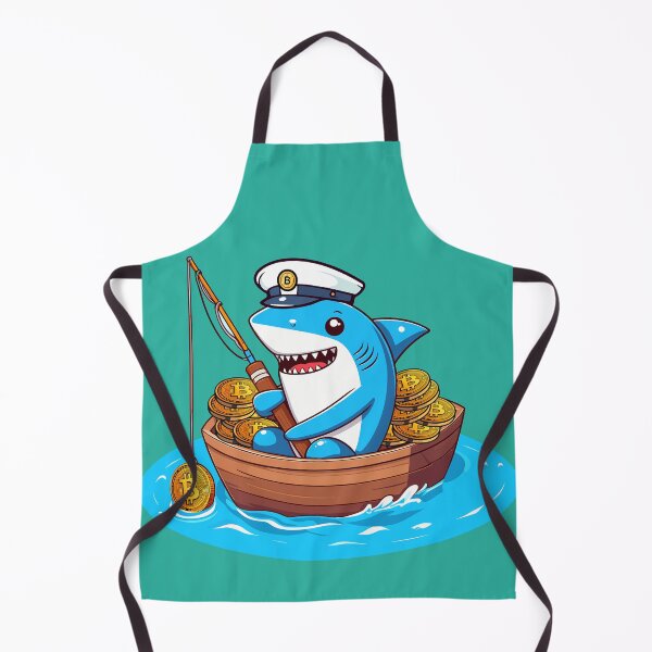 Item preview, a cute shark fishing for bitcoins designed and sold by CryptoFunMerch.