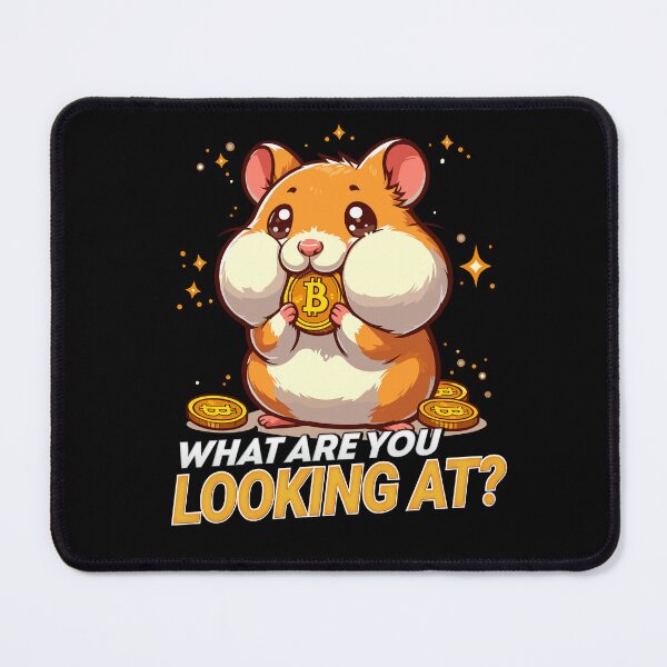 Item preview, What are you looking at? A cute hamster stuffing his cheeks with Bitcoins designed and sold by CryptoFunMerch.