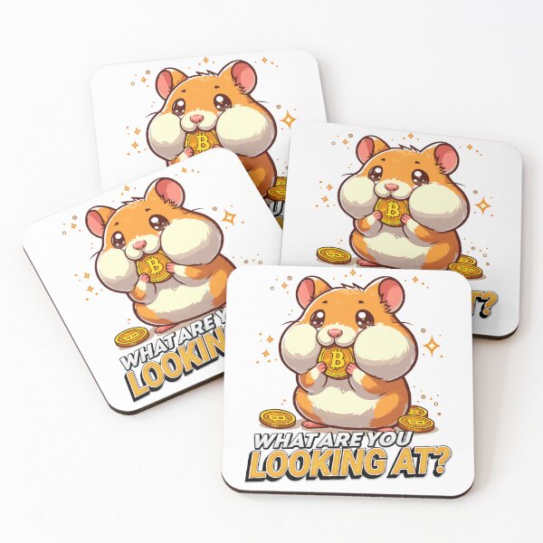 Item preview, What are you looking at? A cute hamster stuffing his cheeks with Bitcoins designed and sold by CryptoFunMerch.