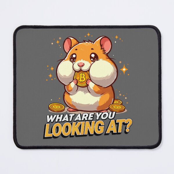 Item preview, What are you looking at? A cute hamster stuffing his cheeks with Bitcoins designed and sold by CryptoFunMerch.
