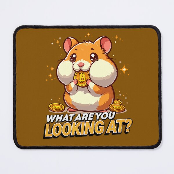 Item preview, What are you looking at? A cute hamster stuffing his cheeks with Bitcoins designed and sold by CryptoFunMerch.