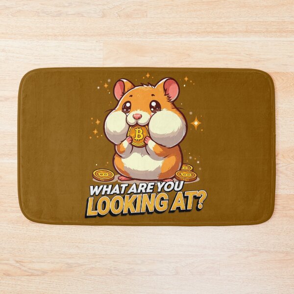 Item preview, What are you looking at? A cute hamster stuffing his cheeks with Bitcoins designed and sold by CryptoFunMerch.