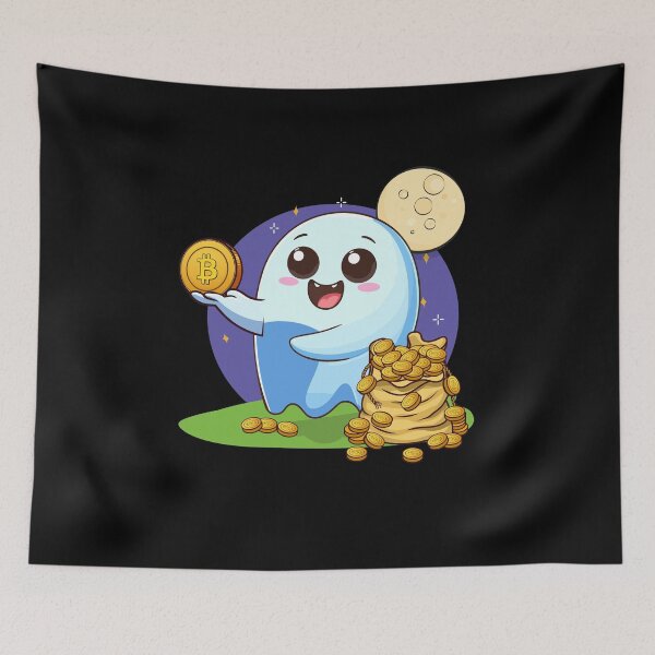 Item preview, Ghosty! a nice ghost who distributes Bitcoins designed and sold by CryptoFunMerch.