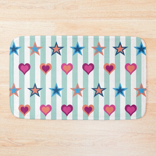 Item preview, Pop Art Abstract Circus Stars and Hearts on Mint and White Stripes  designed and sold by scome.