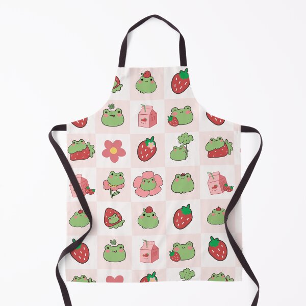 Item preview, Cute frogs and strawberries, kawaii strawberry milk and spring flowers. designed and sold by WhaleSharkShop.