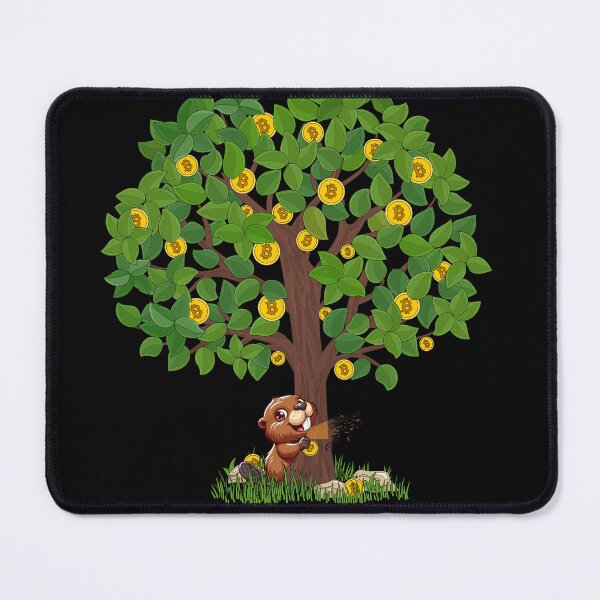 Item preview, Tree of Bitcoin, is eaten by the beaver designed and sold by CryptoFunMerch.