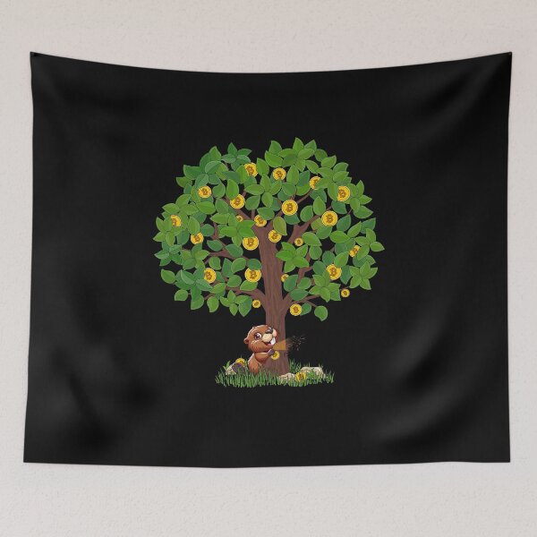 Item preview, Tree of Bitcoin, is eaten by the beaver designed and sold by CryptoFunMerch.