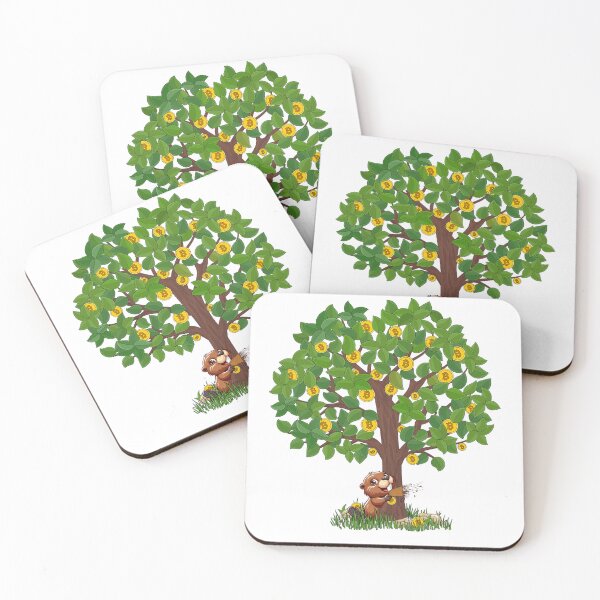 Item preview, Tree of Bitcoin, is eaten by the beaver designed and sold by CryptoFunMerch.