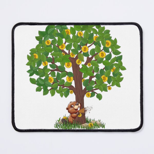 Item preview, Tree of Bitcoin, is eaten by the beaver designed and sold by CryptoFunMerch.