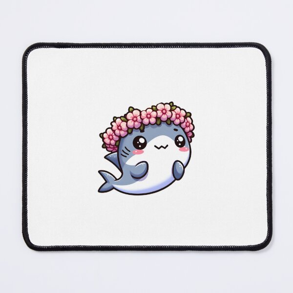 Item preview, Kawaii shark wearing flower crown designed and sold by Cloudlilyart.