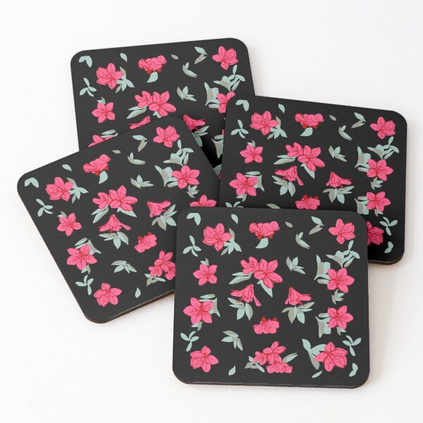 Item preview, Red azalea on black designed and sold by Eastspacebubble.