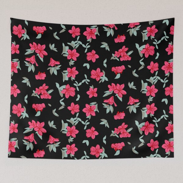 Item preview, Red azalea on black designed and sold by Eastspacebubble.