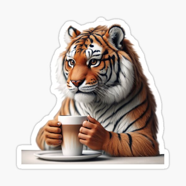 Mr Tiger NEEDS his Coffee Sticker