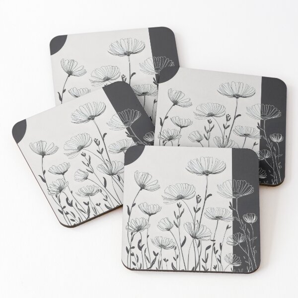 Item preview, Artsy Black And White Flower Artwork, Delicate Illustration, BW Botanical Design artful minimalism, designed and sold by WatermelonPink.
