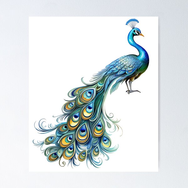 Item preview, Peacock Graphic Gorgeous with Magnificent Feathers Watercolor Menagerie A Celebration of Animals in Every Form  designed and sold by dcohea.