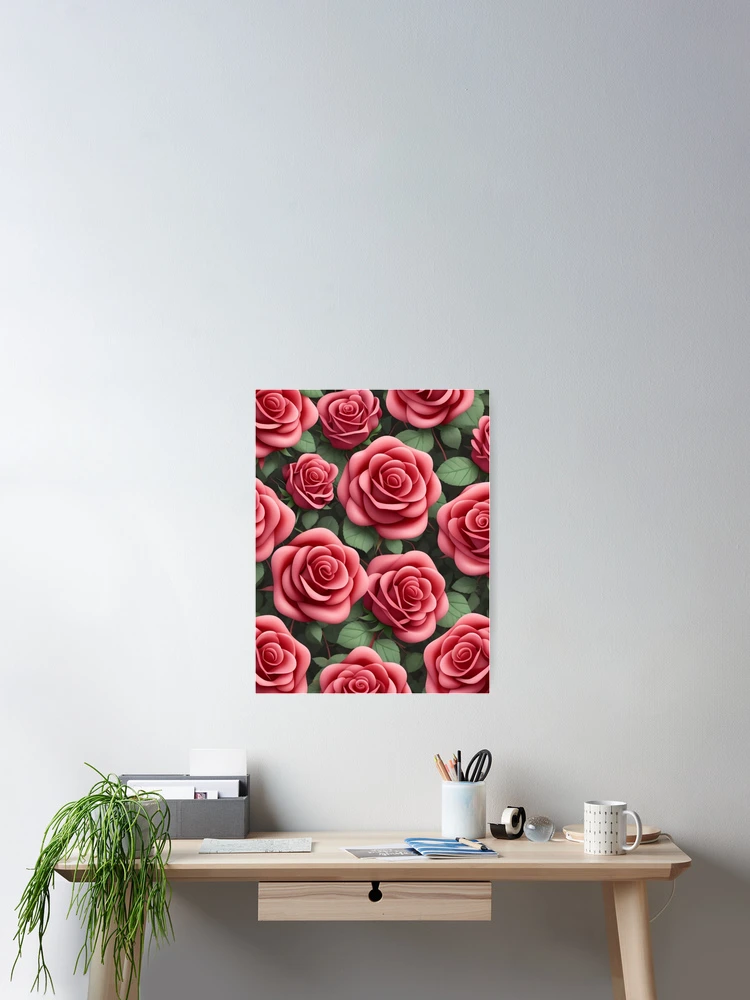 Thumbnail 2 of 3, Poster, 3D Pink Roses Pattern designed and sold by TGAL2.