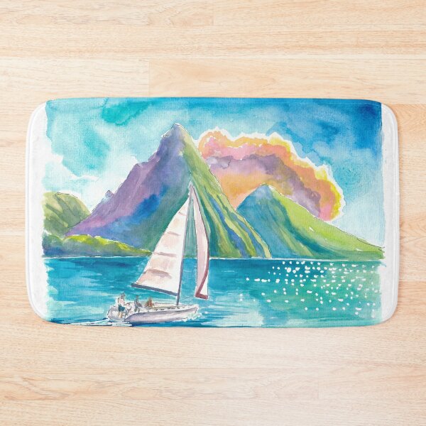Item preview, Caribbean Sailboat Regatta with Saint Lucia Pitons designed and sold by artshop77.