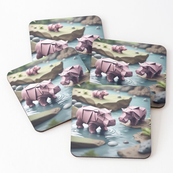 Item preview, Origami Art - Hippo Harmony: River Playtime Delight designed and sold by ArtfulFolds.