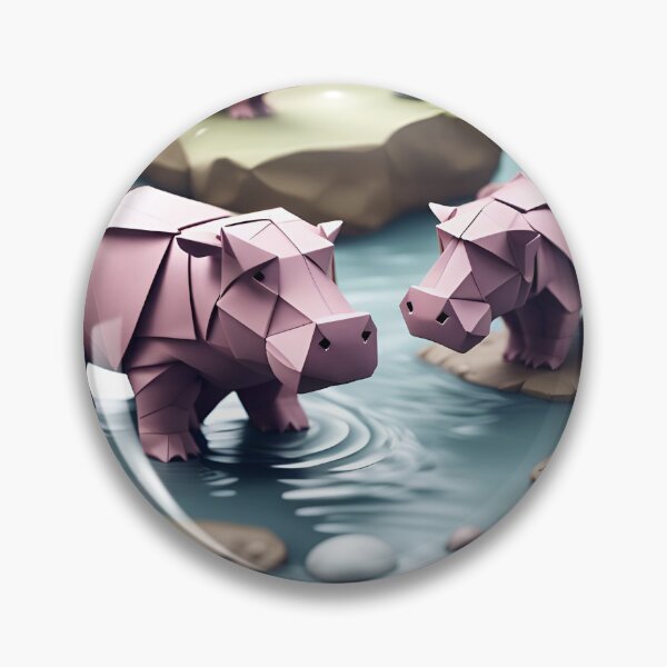 Item preview, Origami Art - Hippo Harmony: River Playtime Delight designed and sold by ArtfulFolds.