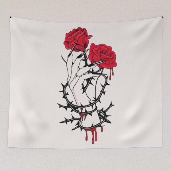 Item preview, Elegant hand holding rose with thorns designed and sold by catcraftss.