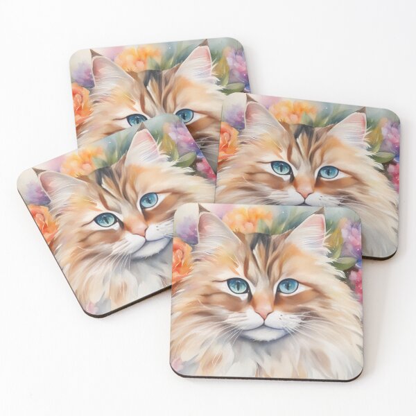 Item preview, Blue Eyed Fluffy Cat with Flowers designed and sold by CalmnessbyChoice.