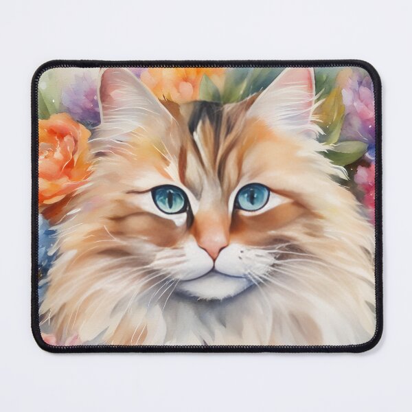Item preview, Blue Eyed Fluffy Cat with Flowers designed and sold by CalmnessbyChoice.