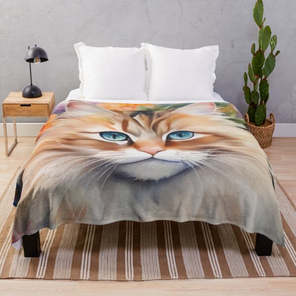 Item preview, Blue Eyed Fluffy Cat with Flowers designed and sold by CalmnessbyChoice.