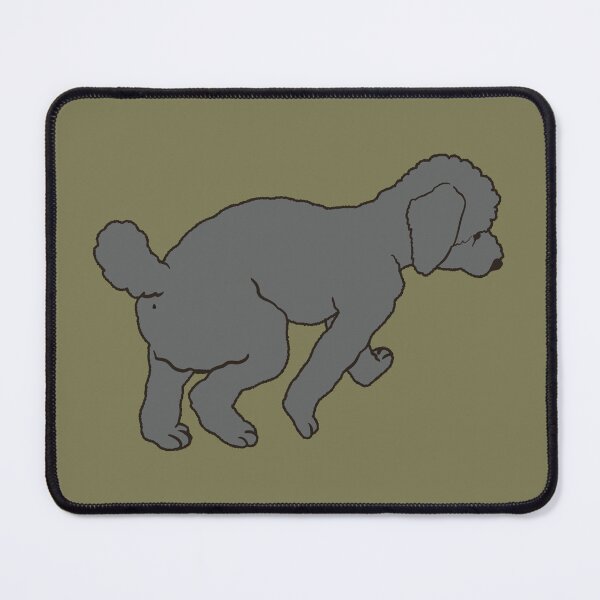 Item preview, silver walking poodle on khaki designed and sold by Eastspacebubble.