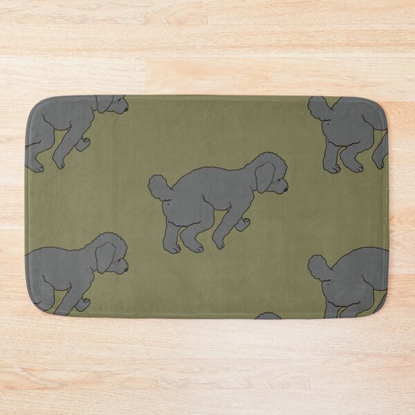 Item preview, silver walking poodle on khaki designed and sold by Eastspacebubble.