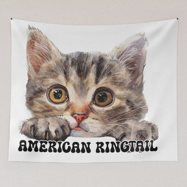 Item preview, American Ringtail, Tabby Cat, Watercolor Style Design designed and sold by quiltsncatitude.