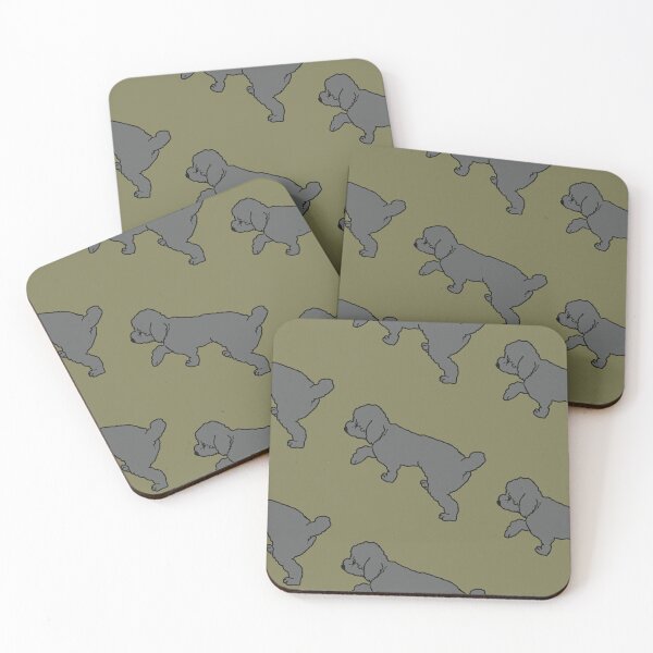 Item preview, silver walking poodle2 on khaki designed and sold by Eastspacebubble.