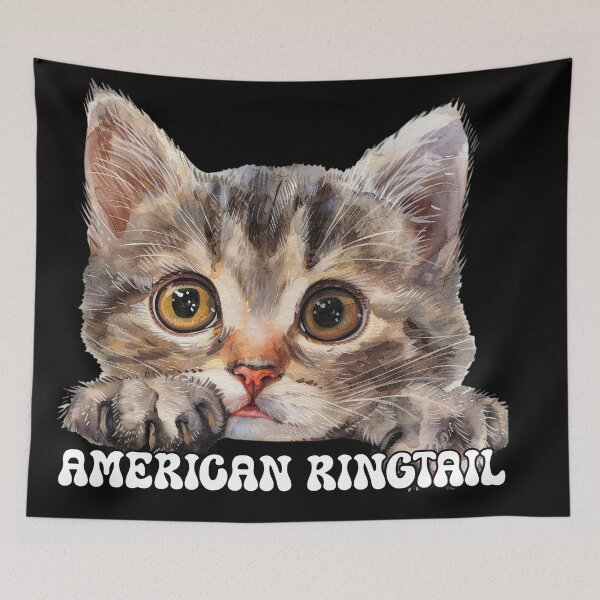 Item preview, American Ringtail, Tabby Cat, Watercolor Style Design designed and sold by quiltsncatitude.