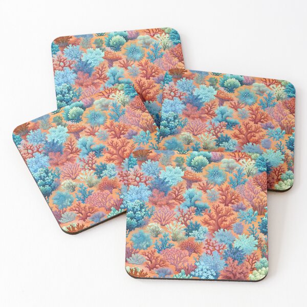 Artikelvorschau, Grandmillennial Coral Reef – Mohnrotes und blaugrünes Design entworfen und verkauft von bearslover.