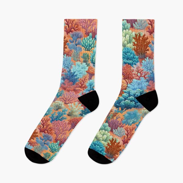 Artikelvorschau, Grandmillennial Coral Reef – Mohnrotes und blaugrünes Design entworfen und verkauft von bearslover.