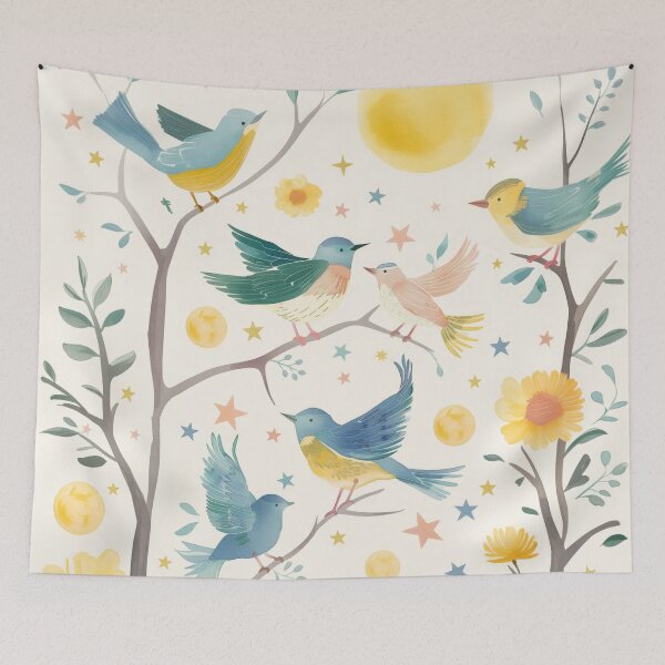 Item preview, Bluebirds in a Garden of Moonlit Magic designed and sold by Gourmet Neko Art | .