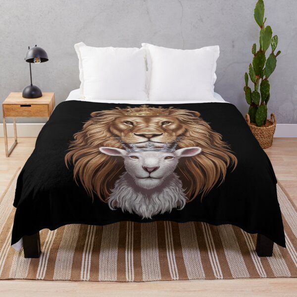 Item preview, Majestic lion and lamb, each adorned with their respective royal crowns. designed and sold by 123ks.