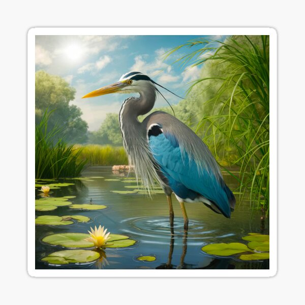 Item preview, Heron Lotus Pond | Great Blue Heron  designed and sold by TeeARTHY.