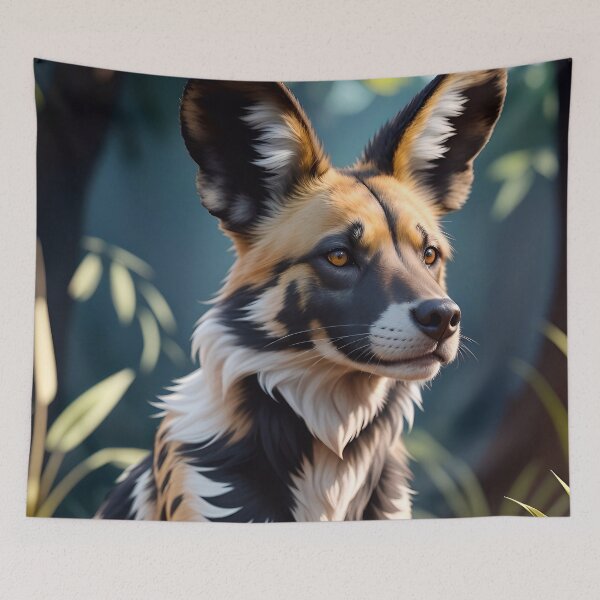 Item preview, Cute African Wild Dog In The Jungle designed and sold by TheArtOfPat.