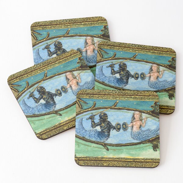 Item preview, Medieval Merman & Mermaid Battle Painting 16th Century designed and sold by Oracle0702.