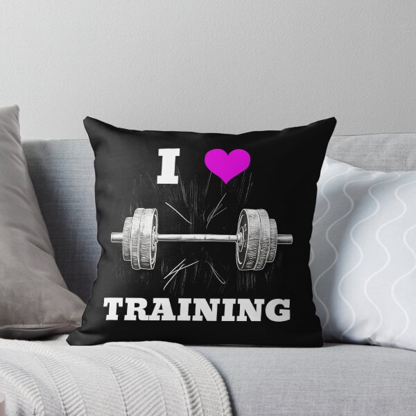 Artikelvorschau, I LOVE / HEART TRAINING, Weißer Schriftzug Rosa Herz Langhantel Design entworfen und verkauft von Primal Pump Co LTD.