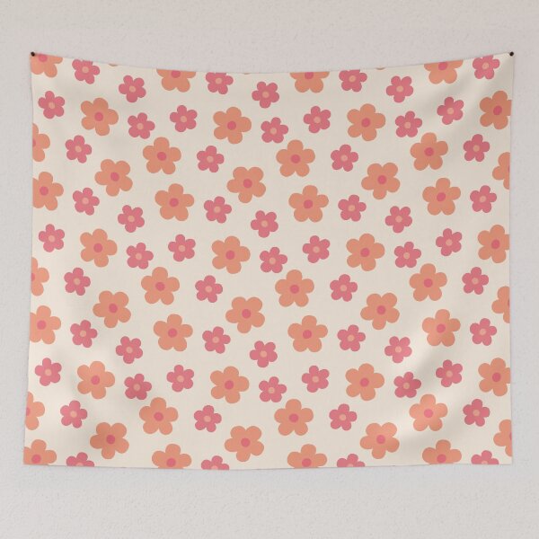 Item preview, Retro Pink and Orange Flowers designed and sold by CreativeDraws42.