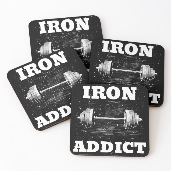 Item preview, IRON ADDICT, White Lettering Barbell Design designed and sold by Primal Pump Co LTD.