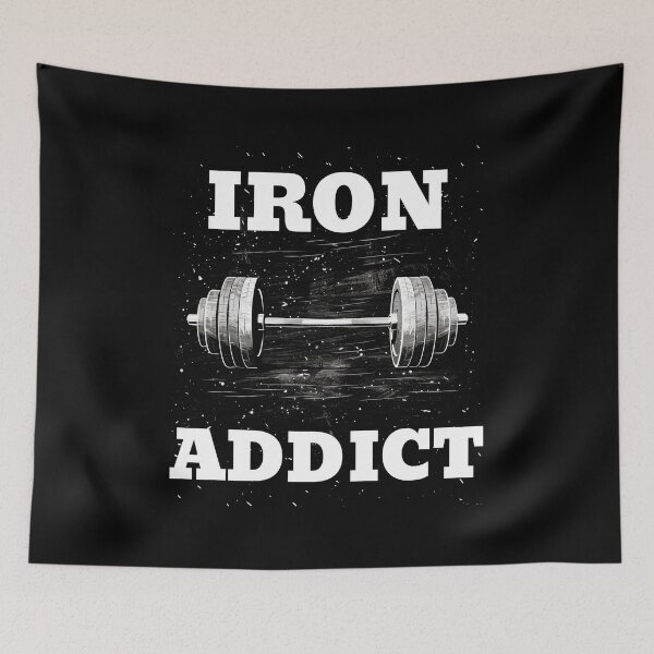 Item preview, IRON ADDICT, White Lettering Barbell Design designed and sold by Primal Pump Co LTD.