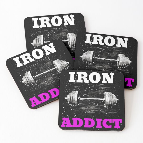 Item preview, IRON ADDICT, White and Pink Lettering Barbell Design designed and sold by Primal Pump Co LTD.
