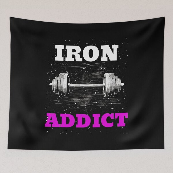 Item preview, IRON ADDICT, White and Pink Lettering Barbell Design designed and sold by Primal Pump Co LTD.